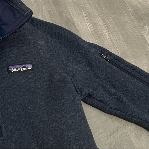 Patagonia Better Sweater 1/4 Zip Navy Blue  Slim Fit Wool Blend Health Logo XS - Picture 3 of 10